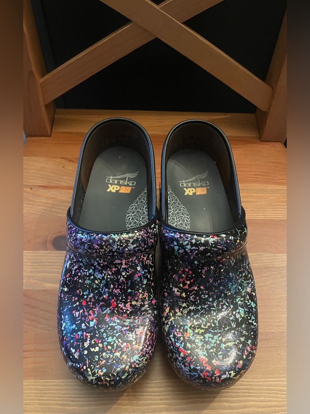 Dansko Black Multi Confetti Clogs